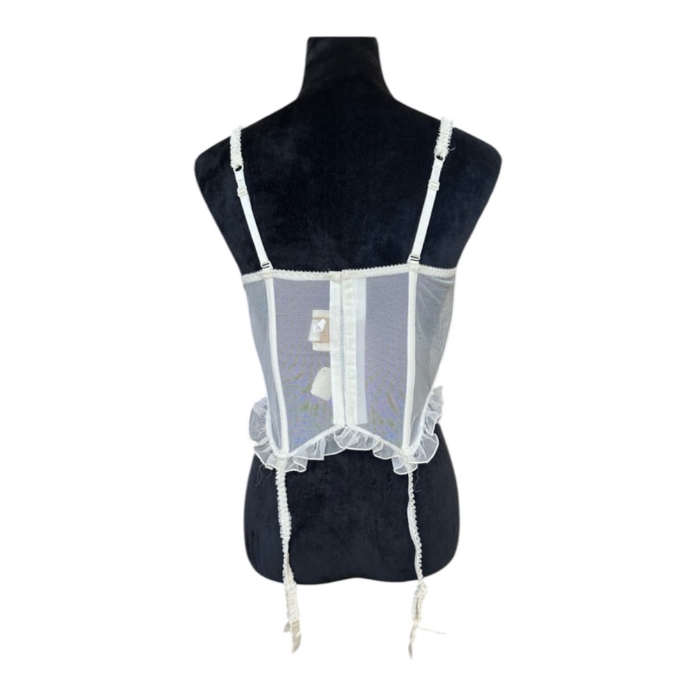 Victoria’s Secret Bustier Corset 36C White Sexy Lace Lingerie Busty Boned Bridal - Picture 3 of 14